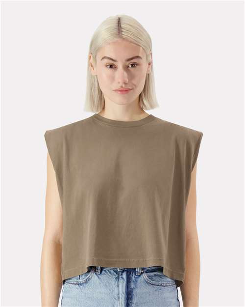 Faded Brown Garment-Dyed Women&#39;s Heavyweight Muscle Tee - 307GD