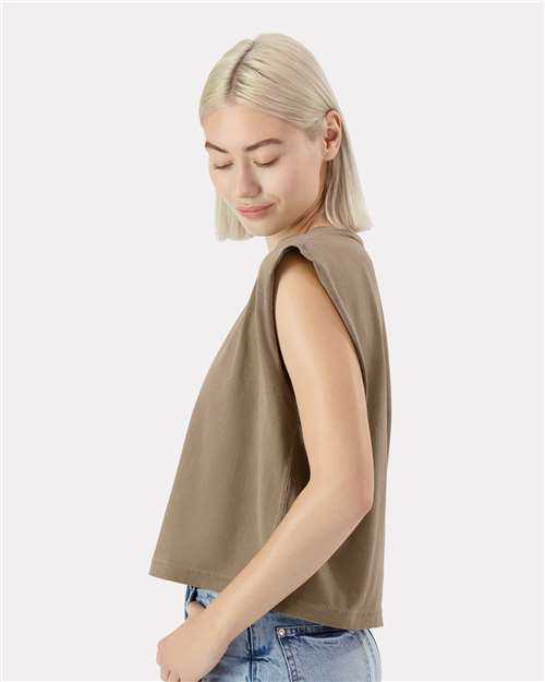 Faded Brown Garment-Dyed Women&#39;s Heavyweight Muscle Tee - 307GD