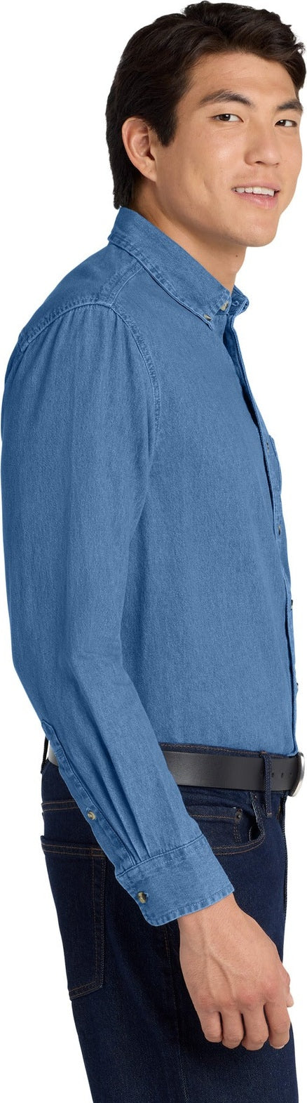 Faded Denim Port Authority Tall Long Sleeve Denim Shirt. TLS600