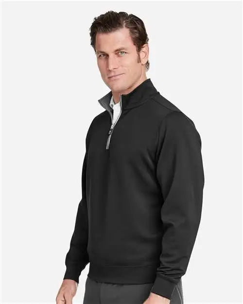 Fairway & Greene C11512 Caves Quarter-zip Tech Pullover - Black Dark Shadow Grey Heather