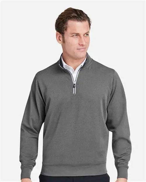 Fairway & Greene C11512 Caves Quarter-zip Tech Pullover - Dark Shadow Grey Heather