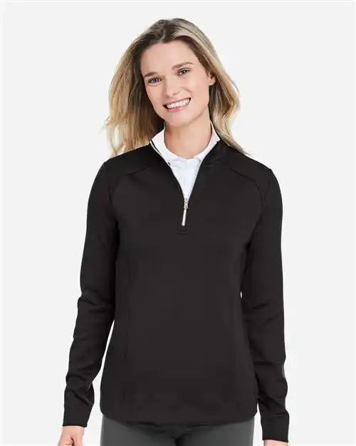 Fairway &amp; Greene F12250 Women’s Wells Quarter-zip Tech Pullover - Black White
