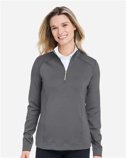 Fairway & Greene F12250 Women’s Wells Quarter-zip Tech Pullover - Dark Shadow Gray Heather
