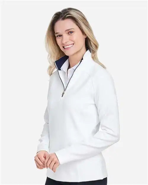 Fairway &amp; Greene F12250 Women’s Wells Quarter-zip Tech Pullover - White Eclipse