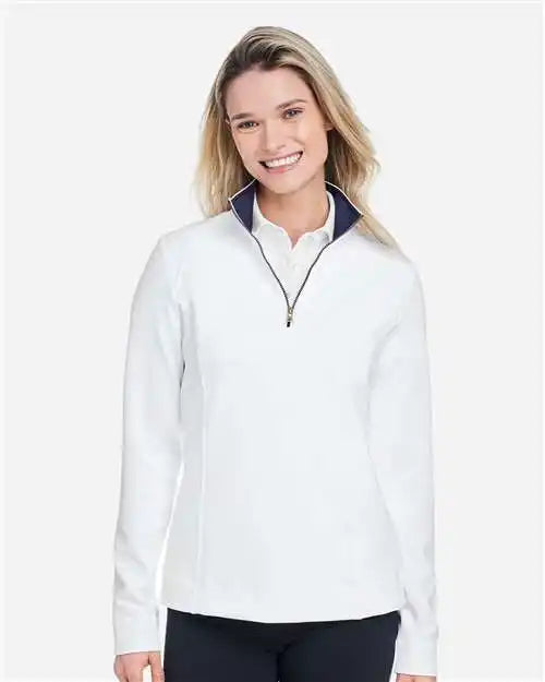 Fairway &amp; Greene F12250 Women’s Wells Quarter-zip Tech Pullover - White Eclipse