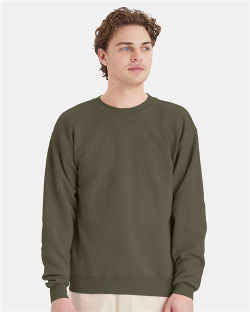 Front View of Fatigue Green Ecosmart® Crewneck Sweatshirt - P160