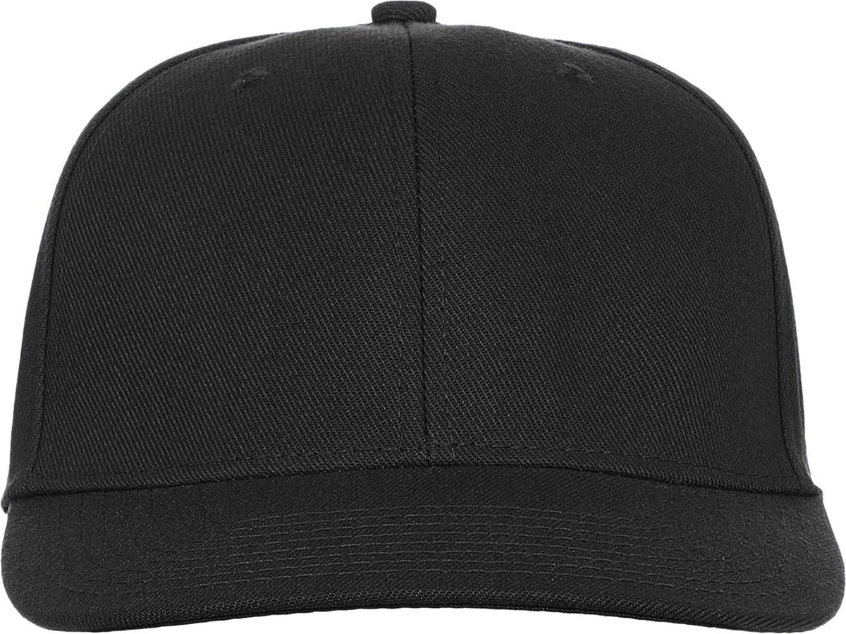 Fb-6 6 Panel Wool Blend Flat Bill - Black