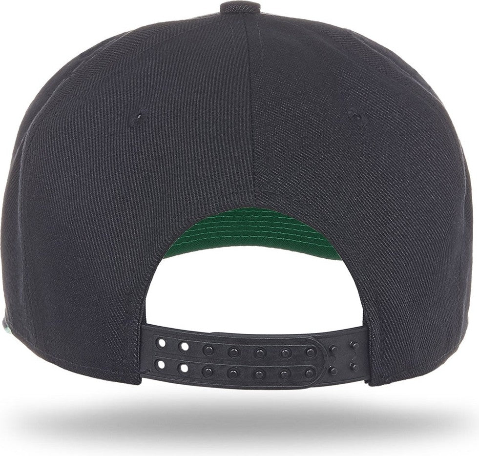 Fb-6 6 Panel Wool Blend Flat Bill - Black