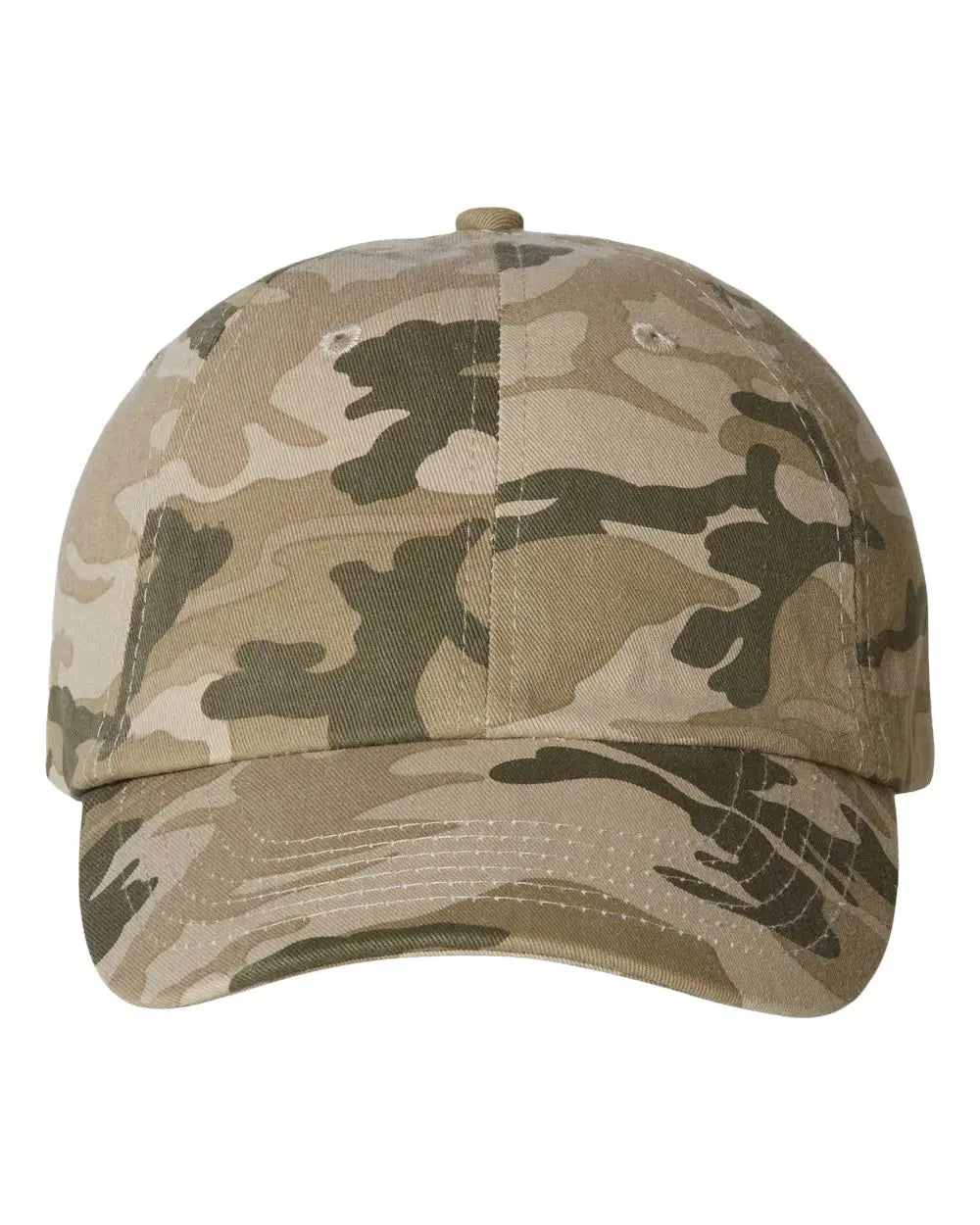 Valucap Vc300a Bio-washed Classic Dad Cap - Tan Camo - one Size Fits Most