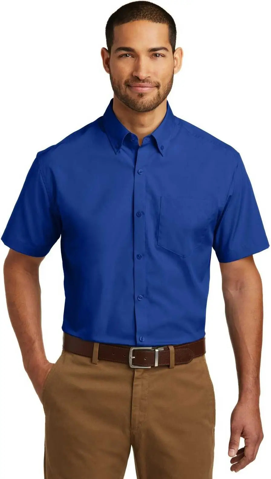 Port Authority W101 Short Sleeve Carefree Poplin Shirt - True Royal