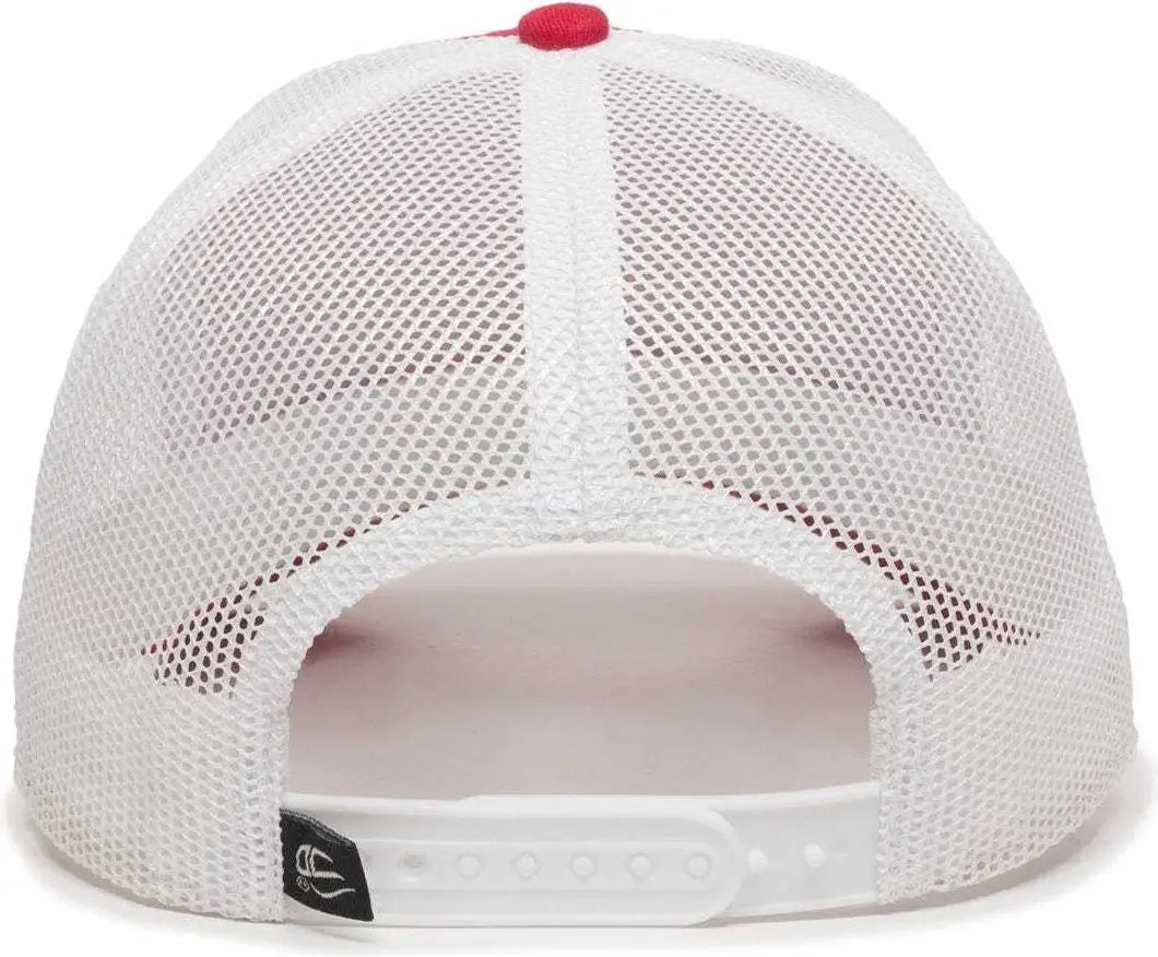 Oc Sports Oc770 Adjustable Mesh Back Cap with Sweatband - Red White - 6 7/8’’ - 7 1/2’’