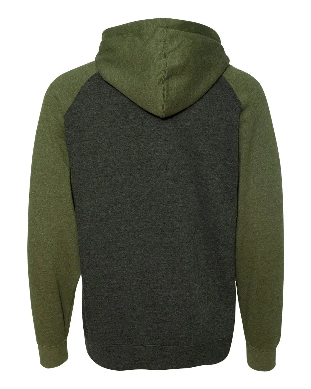 Independent Trading Co. Ind40rp Raglan Hooded Sweatshirt - Charcoal Heather Army - Dark Gray Olive / Xs