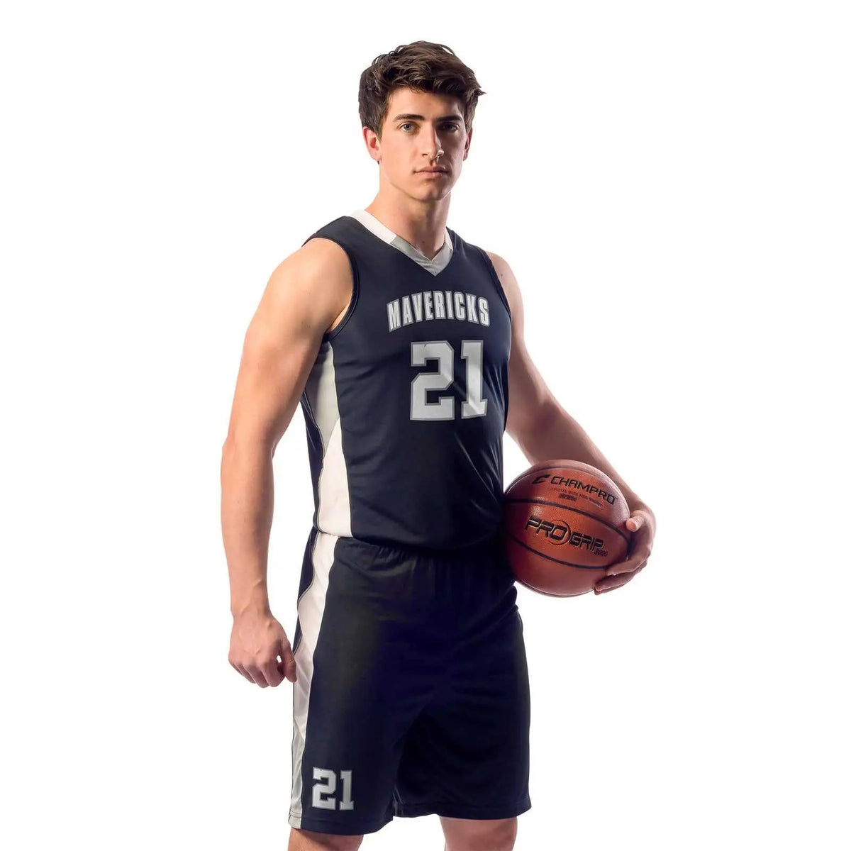 Champro Bbj21 Rebel Basketball Jersey - Black Silver White