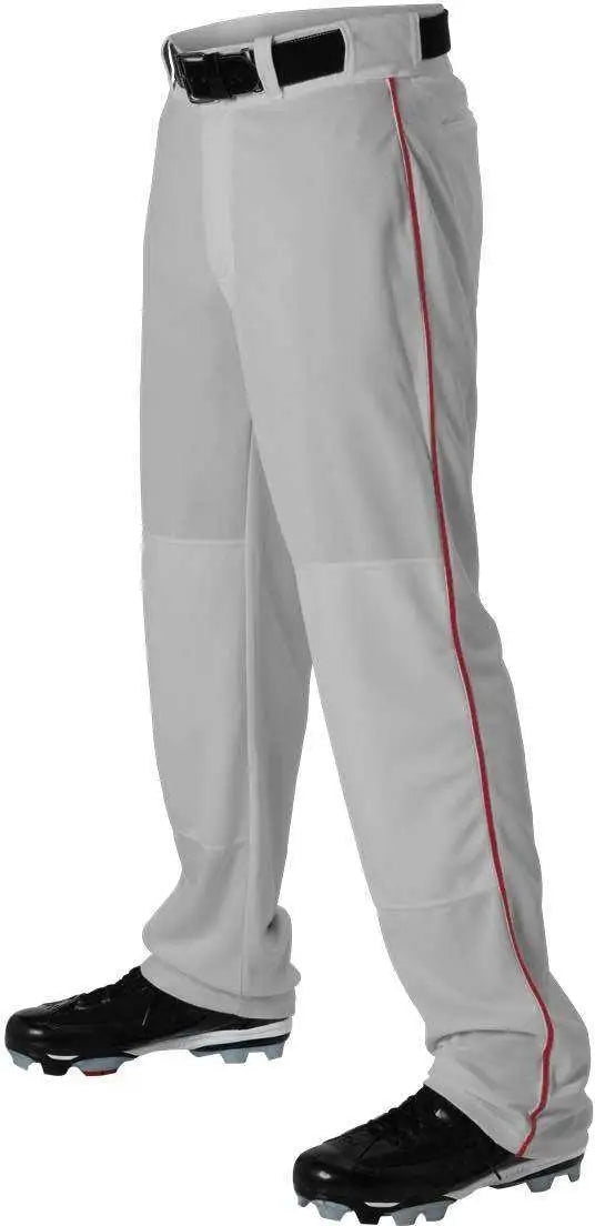 Alleson Athletic 605wlby Youth Baseball Pant with Braid - Gray Scarlet
