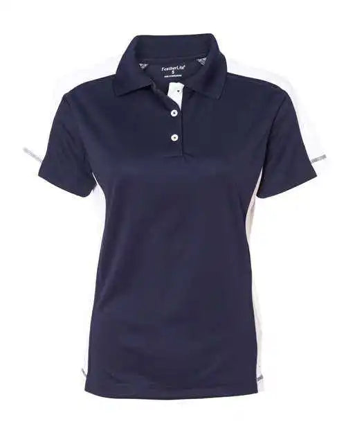 Featherlite 5465 Women’s Colorblocked Moisture Free Mesh Polo - Navy White