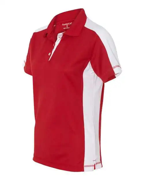 Featherlite 5465 Women’s Colorblocked Moisture Free Mesh Polo - Red White