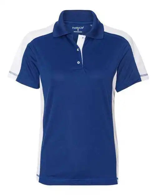 Featherlite 5465 Women’s Colorblocked Moisture Free Mesh Polo - Royal White