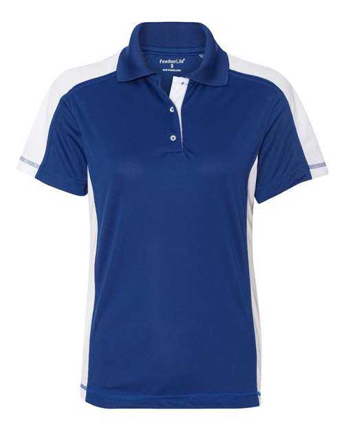 Featherlite 5465 Women’s Colorblocked Moisture Free Mesh Polo - Royal White
