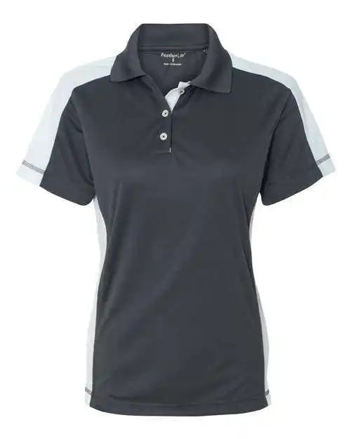 Featherlite 5465 Women’s Colorblocked Moisture Free Mesh Polo - Steel White