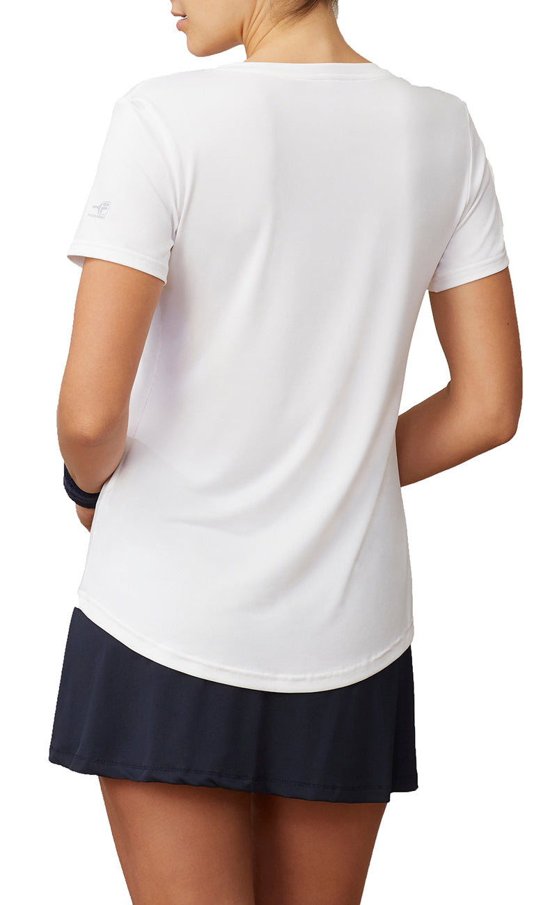 Fila Pickleball Silky V-neck Tee (w) (white)