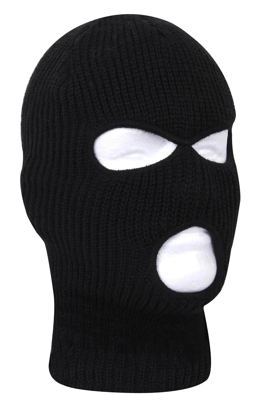 Fine Knit Three Hole Facemask - Black
