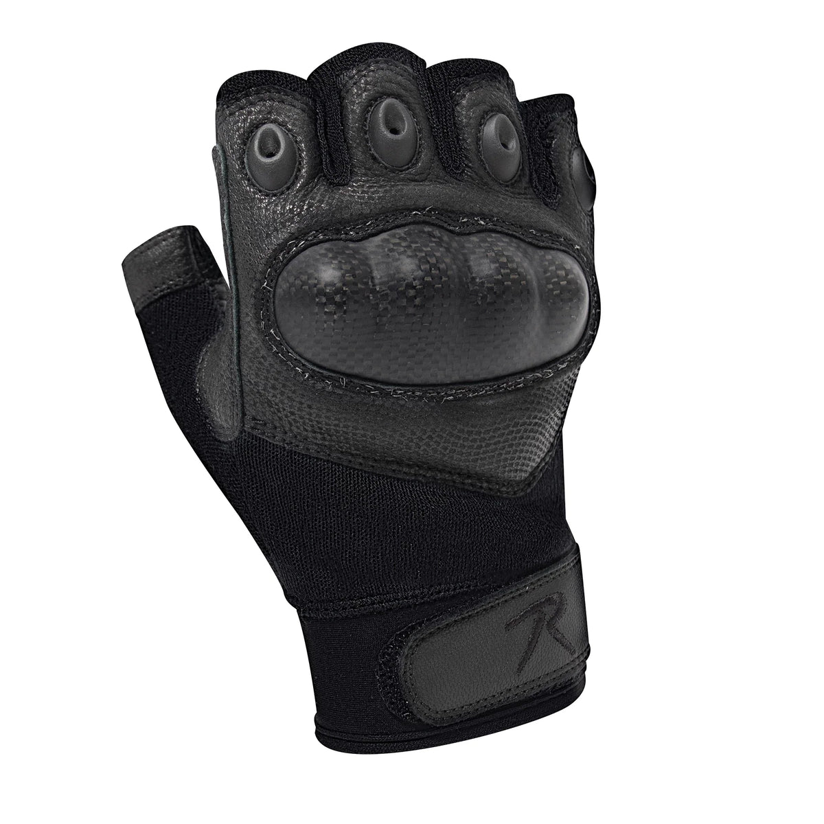 Fingerless Cut-resistant Carbon Hard Knuckle Gloves - Black