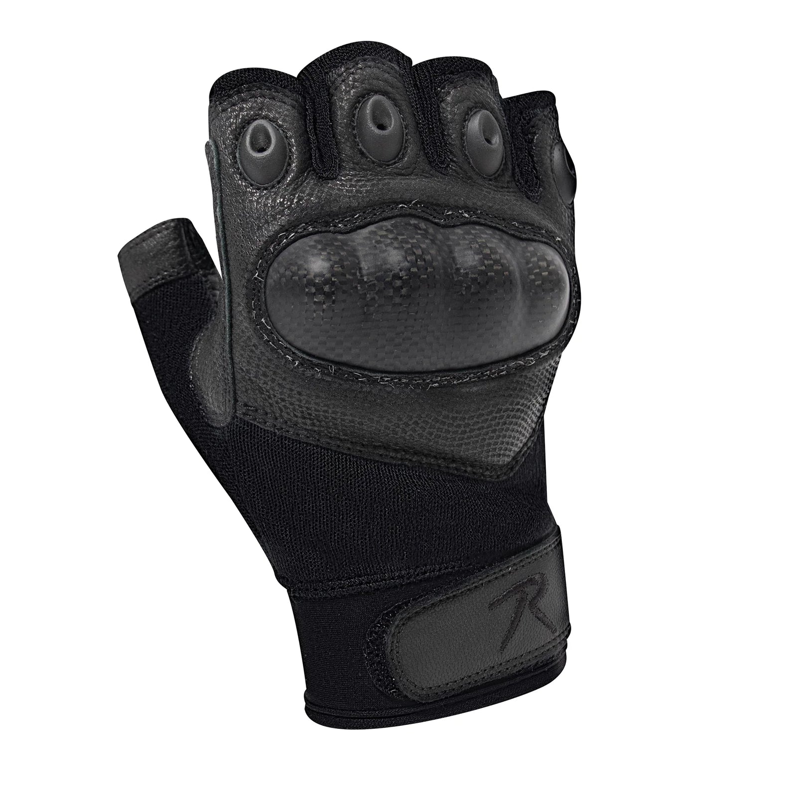 Fingerless Cut-resistant Carbon Hard Knuckle Gloves - Black - s