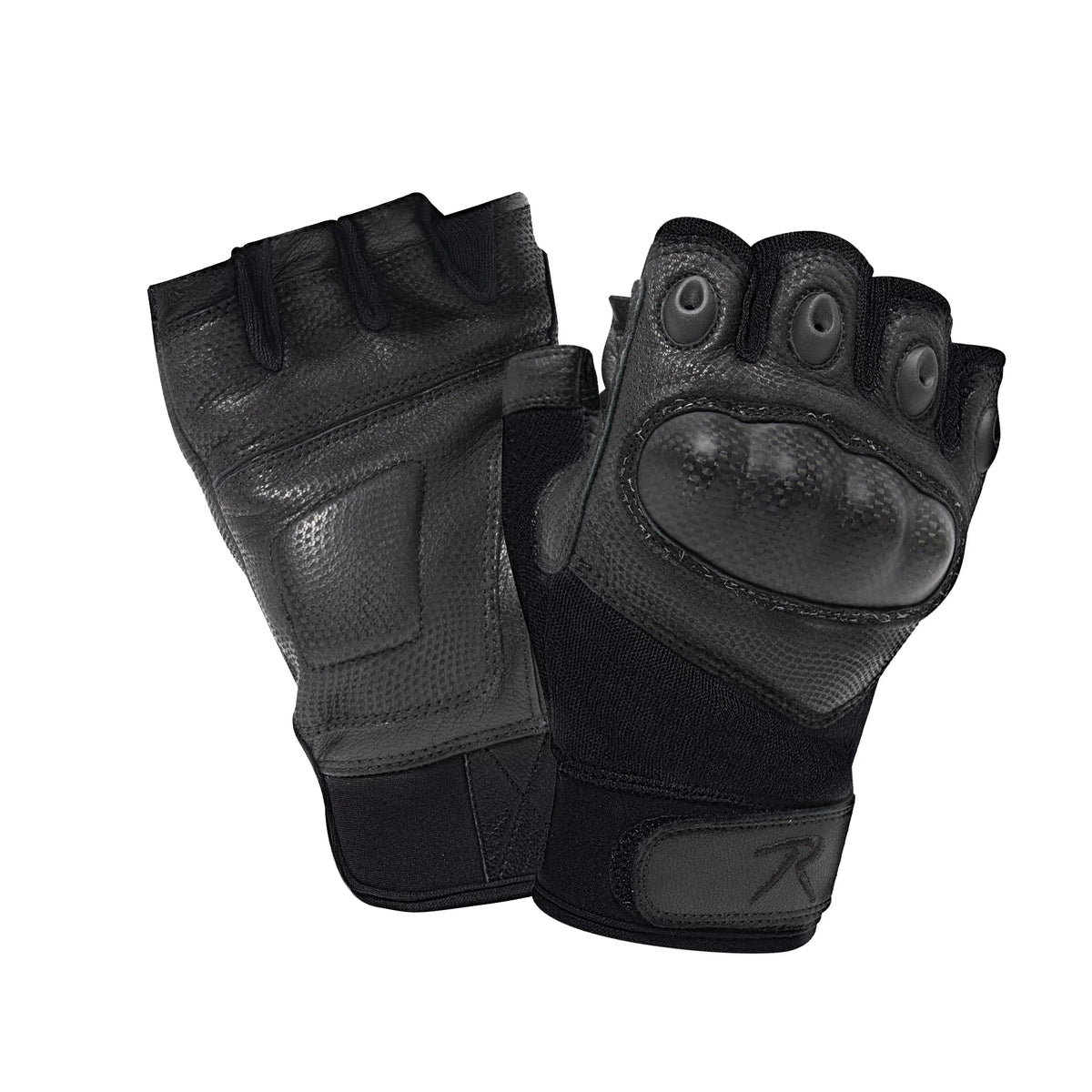 Fingerless Cut-resistant Carbon Hard Knuckle Gloves - Black - s
