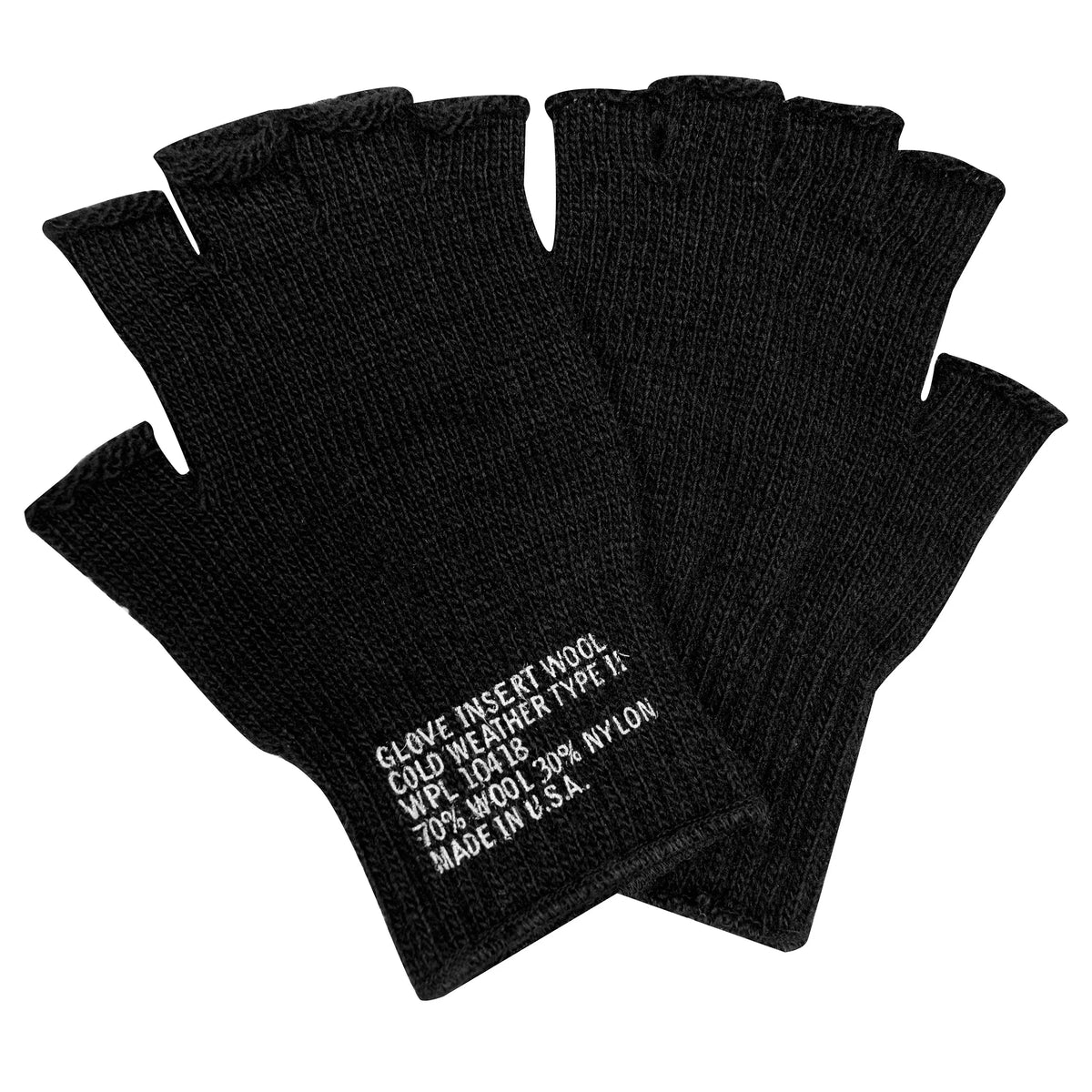 Fingerless Wool Gloves - Black
