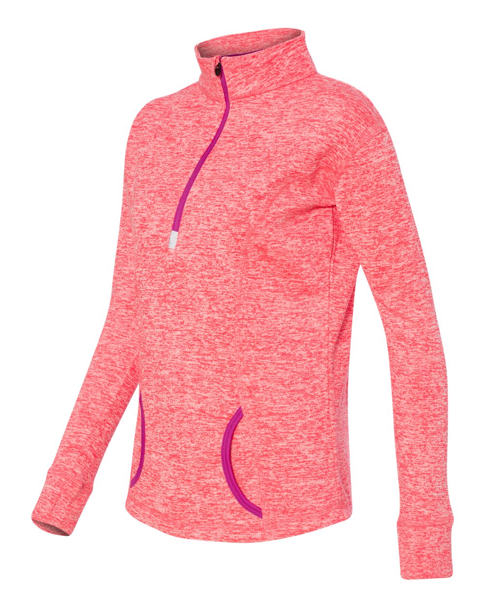 Fire Coral/ Magenta Women's Cosmic Fleece Quarter-Zip Pullover - 8617