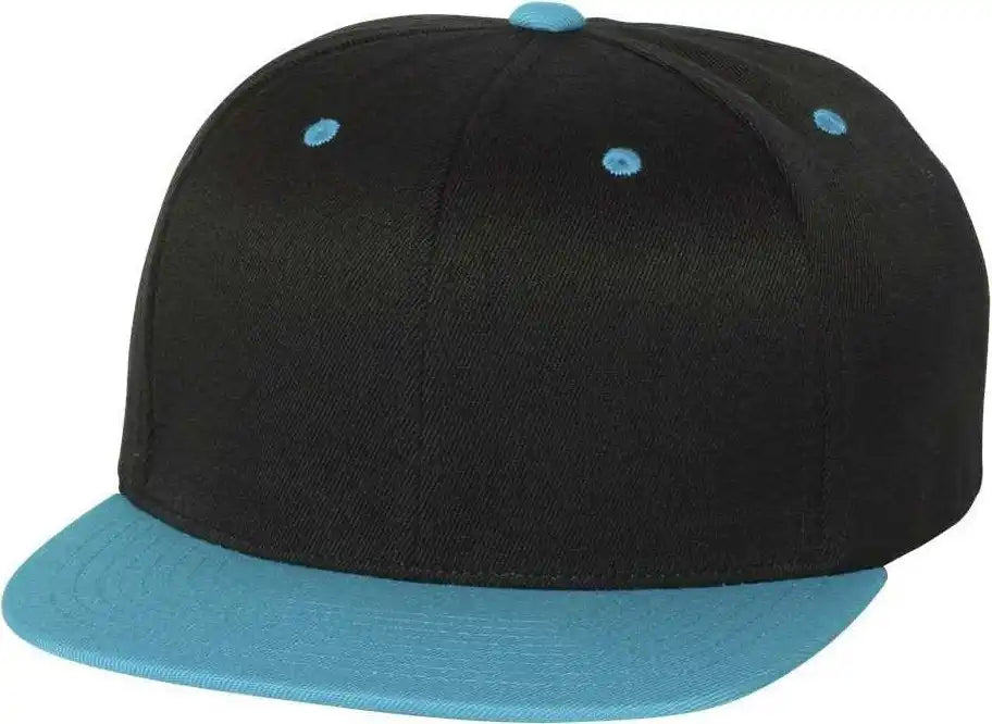 Flexfit 110 Flat Bill Snapback Cap - Black Teal - 6 7/8’’ - 7 1/2’’