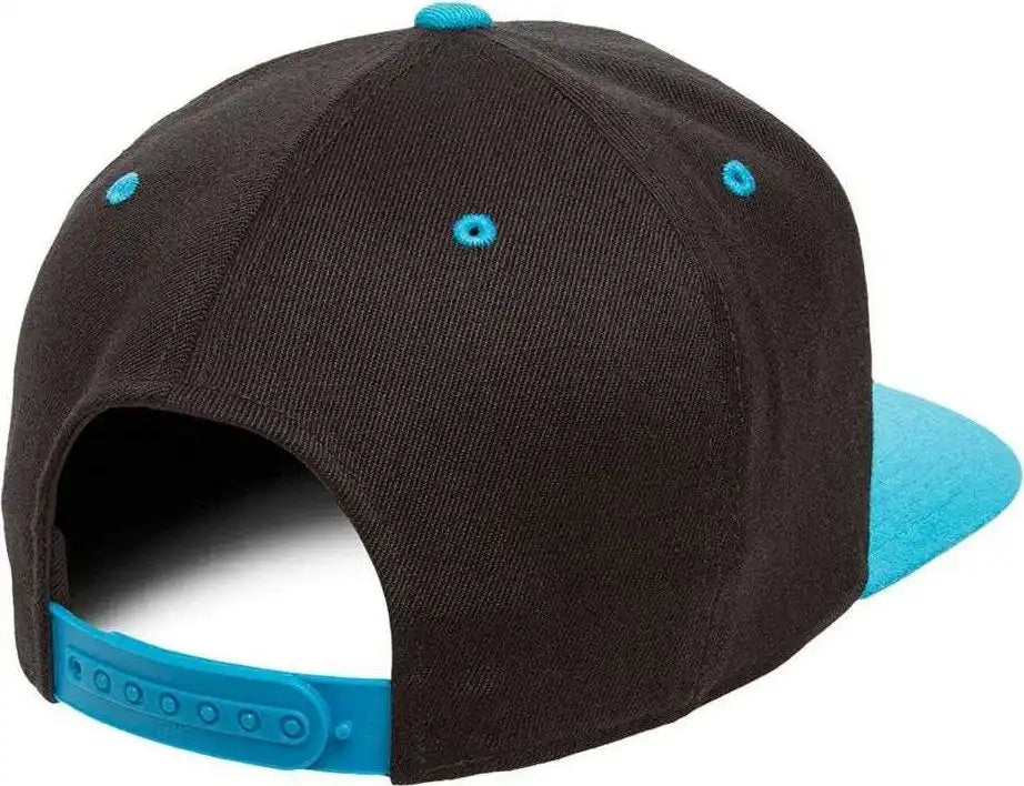 Flexfit 110 Flat Bill Snapback Cap - Black Teal - 6 7/8’’ - 7 1/2’’