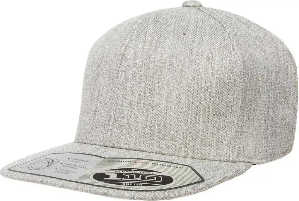 Flexfit 110 Flat Bill Snapback Cap - Heather Gray - 6 7/8’’ - 7 1/2’’