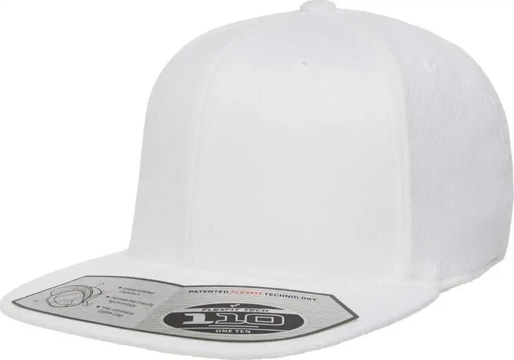 Flexfit 110 Flat Bill Snapback Cap White / 6 7/8’’ 7 1/2’’