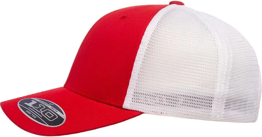 Flexfit 110m 110® Mesh-back Cap - Red White - one Size Fits Most