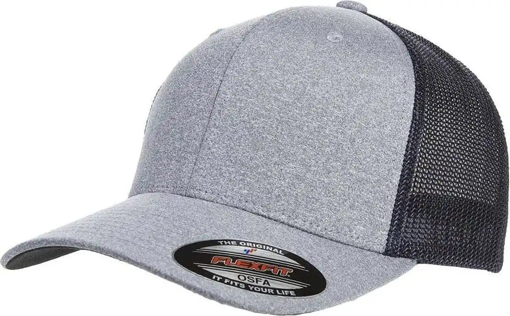 Flexfit 6311 Melangee Trucker Cap - Heather Gray Navy - 6 7/8’’ - 7 1/2’’