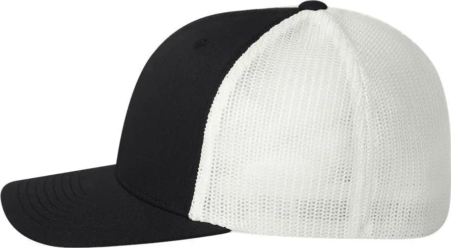 Flexfit 6511 Trucker Cap - Black White - one Size Fits Most