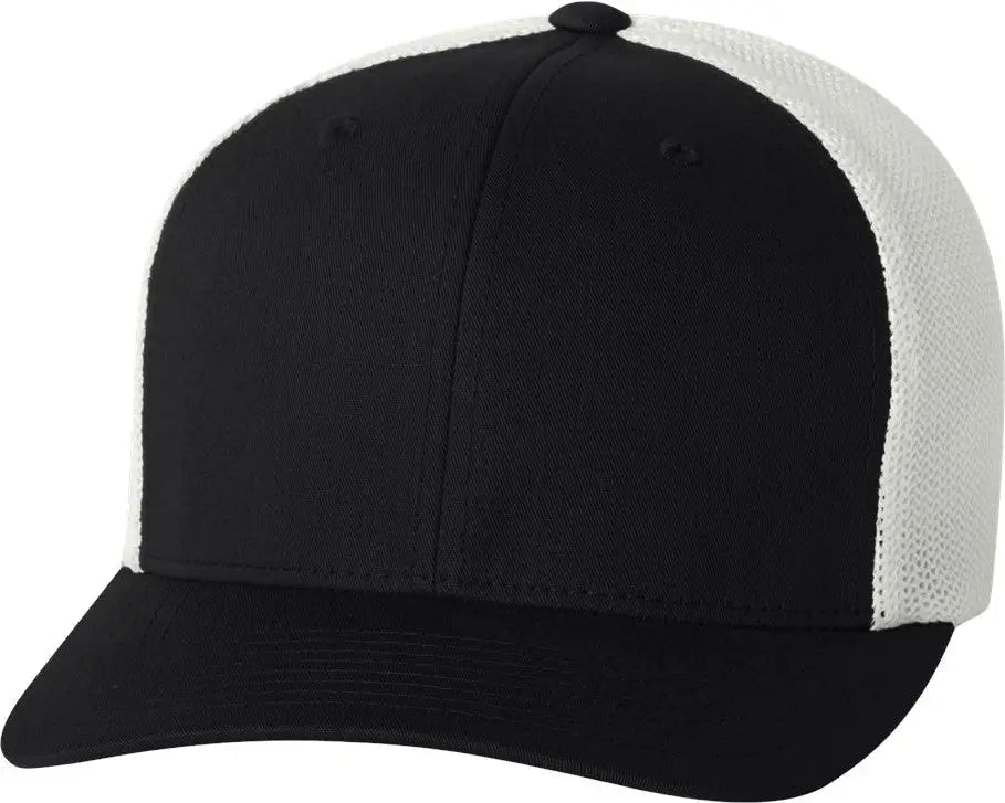 Flexfit 6511 Trucker Cap - Black White - one Size Fits Most