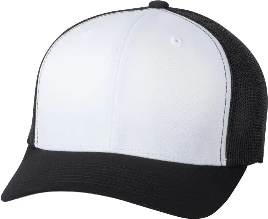 Flexfit 6511 Trucker Cap - Black White - one Size Fits Most