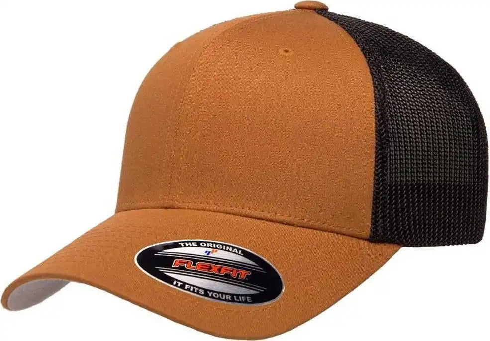 Flexfit 6511 Trucker Cap Caramel Black Burnt Orange / 6 7/8’’ 7 1/2’’
