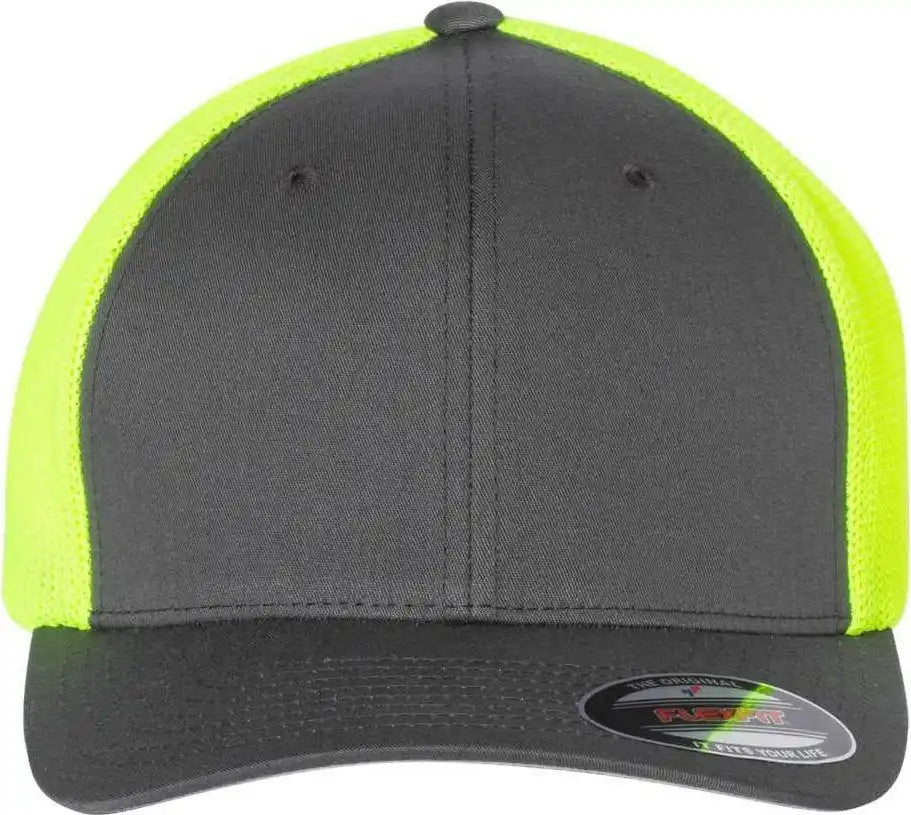 Flexfit 6511 Trucker Cap - Charcoal Neon Yellow - Dark Gray / 6 7/8’’ - 7 1/2’’