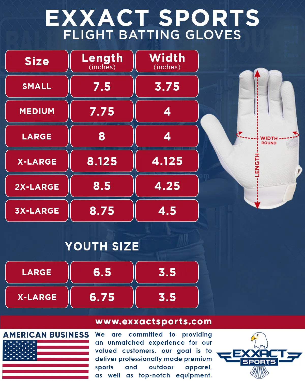 Flight Baseball Batting Gloves for Youth & Adult (red)