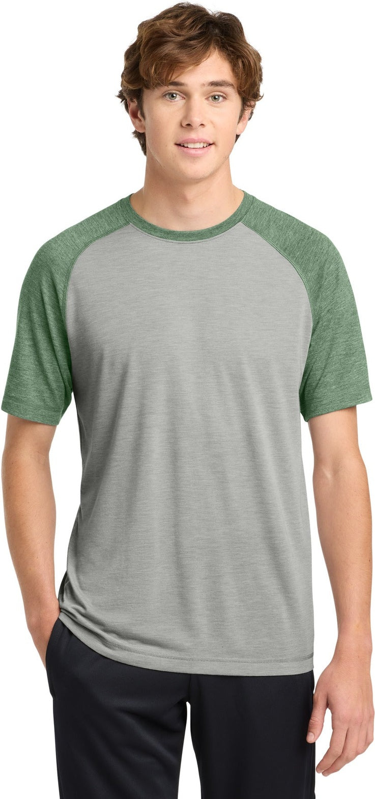 For Grn He/LGH Sport-Tek PosiCharge Tri-Blend Wicking Raglan Tee. ST400