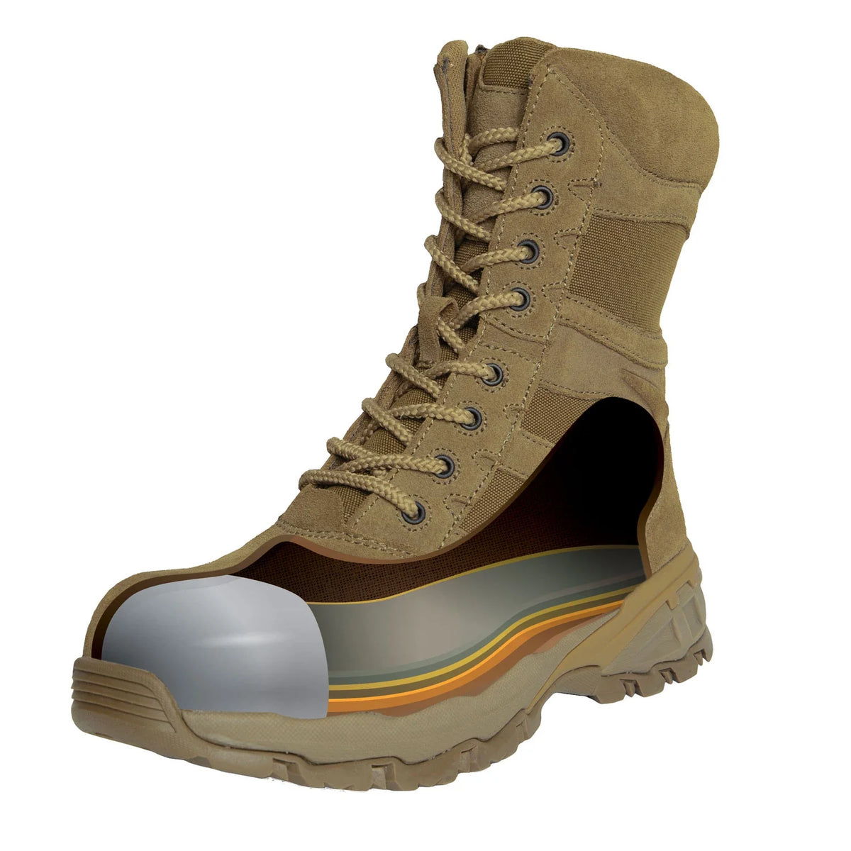 Forced Entry Composite Toe Ar 670-1 Coyote Brown Side Zip Tactical Boot - 8 Inch