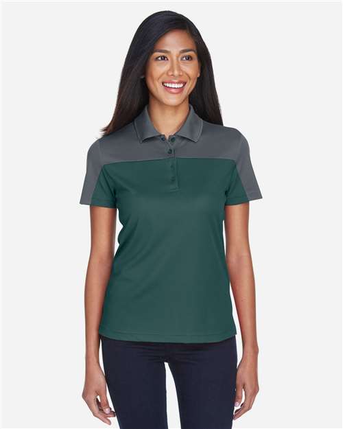 Forest/ Carbon Women's Balance Colorblock Performance Piqué Polo - CE101W
