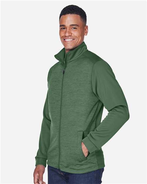 Forest/ Forest Heather Men&#39;s Newbury Colorblock Mélange Fleece Full-Zip jacket - DG796