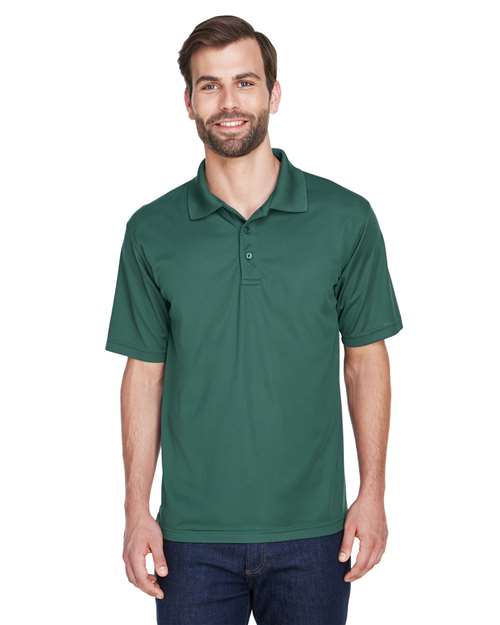 Front View of Forest Green Men's Cool & Dry Mesh Piqué Polo - 8210