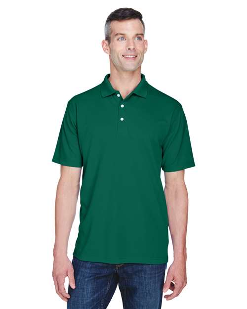 Front View of Forest Green Men's Cool & Dry Stain-Release Performance Polo - 8445