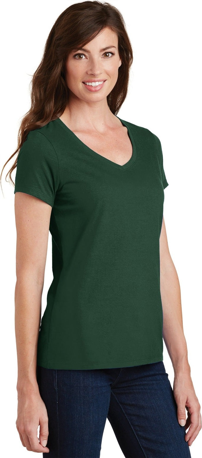 Forest Green Port & Co Women's Fan Favorite V-Neck Tee. LPC450V