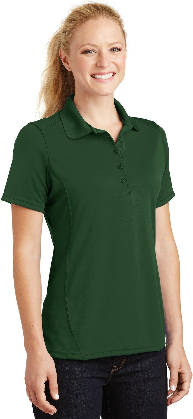 Forest Green Sport-Tek Women's Dry Zone Raglan Accent Polo. L475